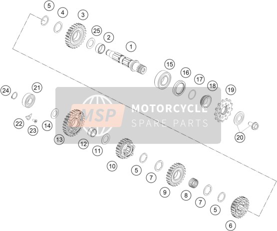 KTM 250 SX 2023 TRANSMISSION II - COUNTERSHAFT 1 for a 2023 KTM 250 SX