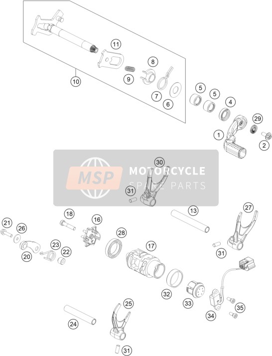 KTM 450 SMR 2023 Mécanisme de changement de vitesse 1 pour un 2023 KTM 450 SMR