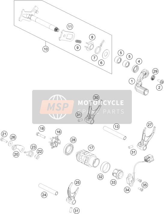 KTM 450 SMR 2022 Mécanisme de changement de vitesse 1 pour un 2022 KTM 450 SMR