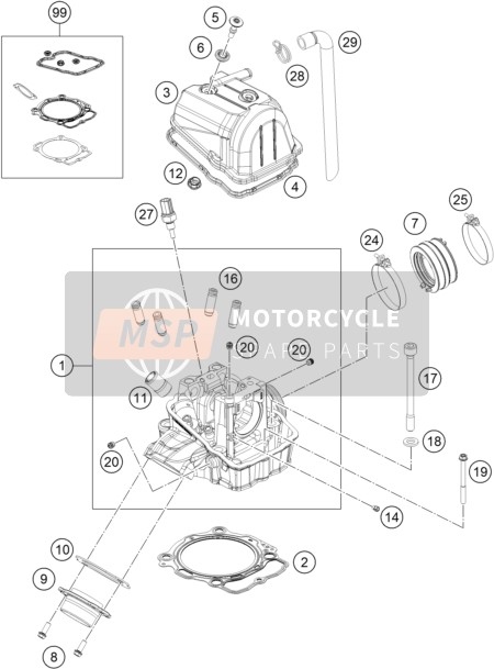 A48036020044, Cylinder Head Cpl., KTM, 0