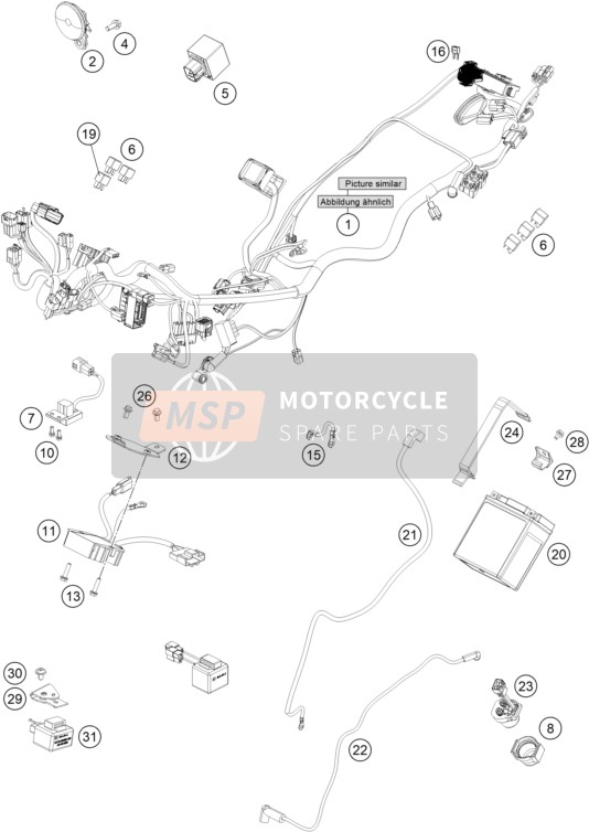 KTM 200 DUKE, black, w/o ABS - IKD 2023 Faisceau de câblage pour un 2023 KTM 200 DUKE, black, w/o ABS - IKD