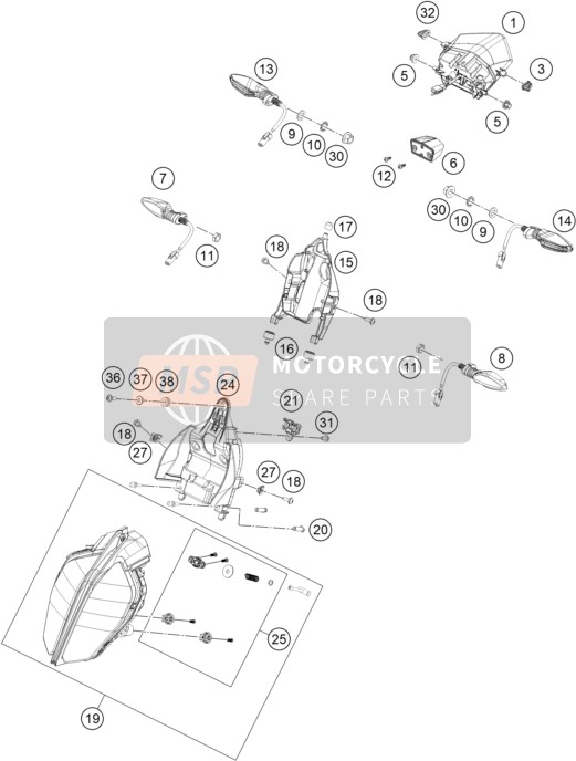 KTM 250 DUKE, black, China 2021 LIGHTING SYSTEM for a 2021 KTM 250 DUKE, black, China