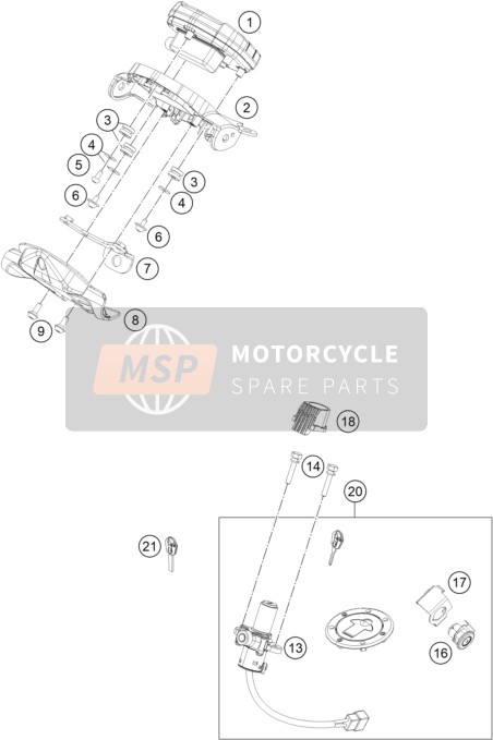 KTM 250 DUKE, silver - B.D. 2022 Instruments / Système de verrouillage 2 pour un 2022 KTM 250 DUKE, silver - B.D.