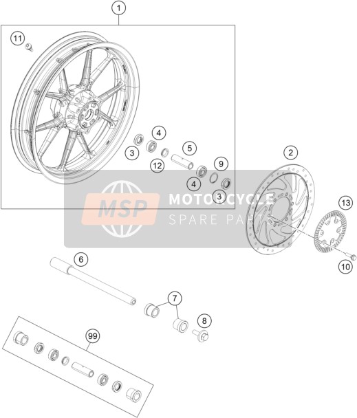 KTM 390 DUKE, black, w/o DRL 2023 FRONT WHEEL for a 2023 KTM 390 DUKE, black, w/o DRL