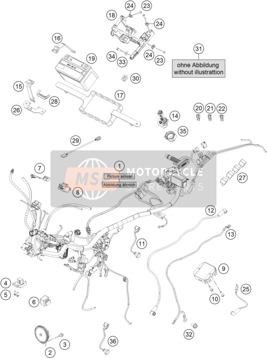 KTM 390 DUKE, grey, w/o DRL - B.D. 2022 WIRING HARNESS 2 for a 2022 KTM 390 DUKE, grey, w/o DRL - B.D.