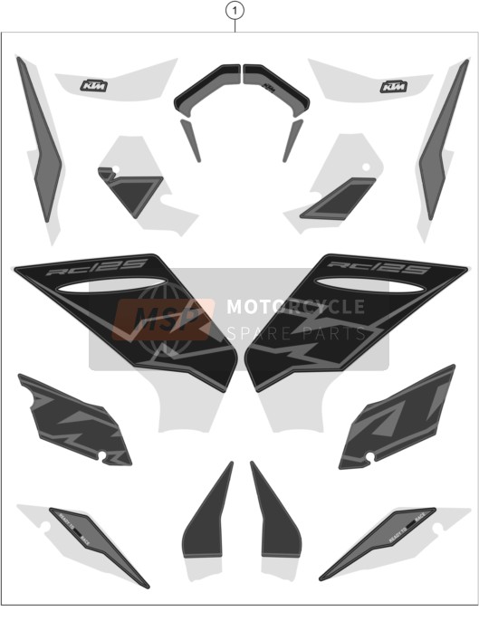 KTM RC 125, black 2022 DECAL for a 2022 KTM RC 125, black