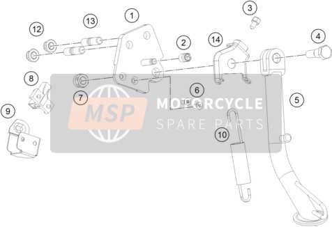 KTM RC 390, GP orange - IKD 2022 SIDE / CENTER STAND for a 2022 KTM RC 390, GP orange - IKD