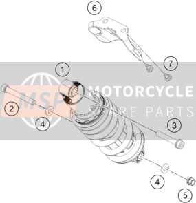 KTM RC 200, silver ABS - B.D. 2023 SHOCK ABSORBER 1 for a 2023 KTM RC 200, silver ABS - B.D.