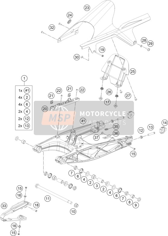 94508022000, Brake Line Guide Rear, KTM, 0