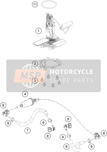 KTM RC 200, silver, ABS - IKD 2022 FUEL PUMP for a 2022 KTM RC 200, silver, ABS - IKD