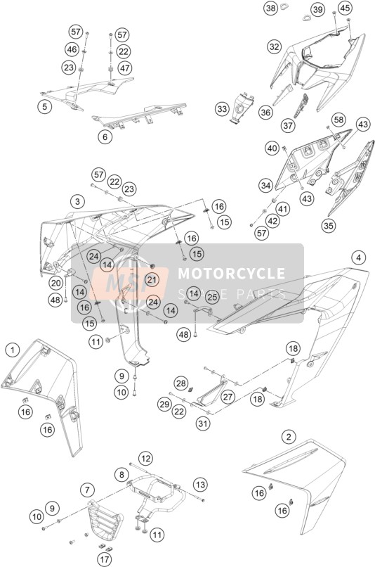 94508026010, Side Fairing, Inner, Top, Left, KTM, 0