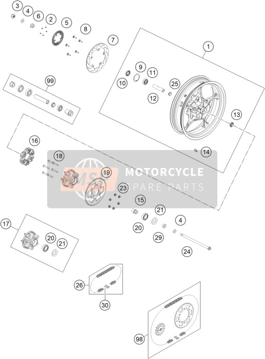 SPA2151443K118B, Drivetrain Kit 15Z/44Z, KTM, 0