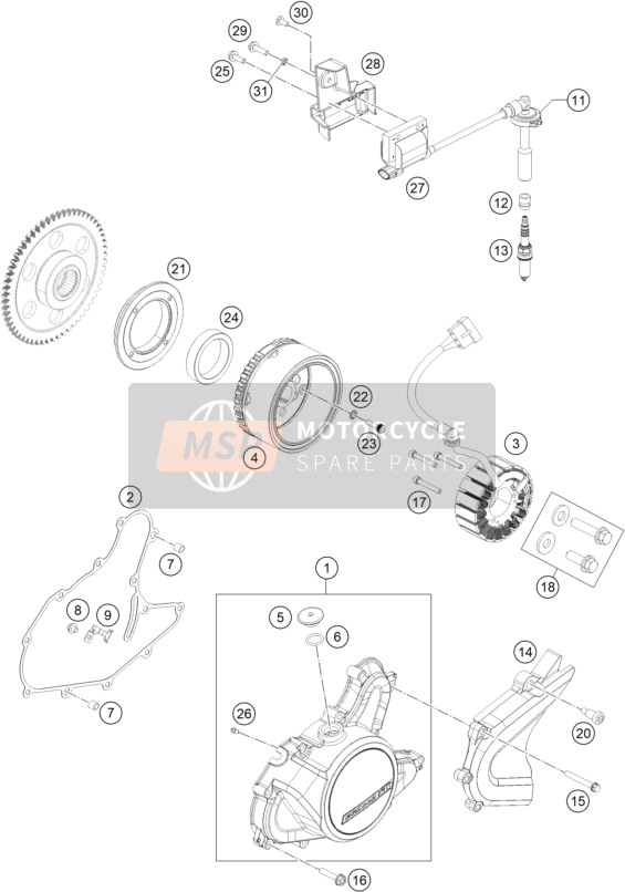 KTM RC 200, silver - B.D. 2023 IGNITION SYSTEM for a 2023 KTM RC 200, silver - B.D.