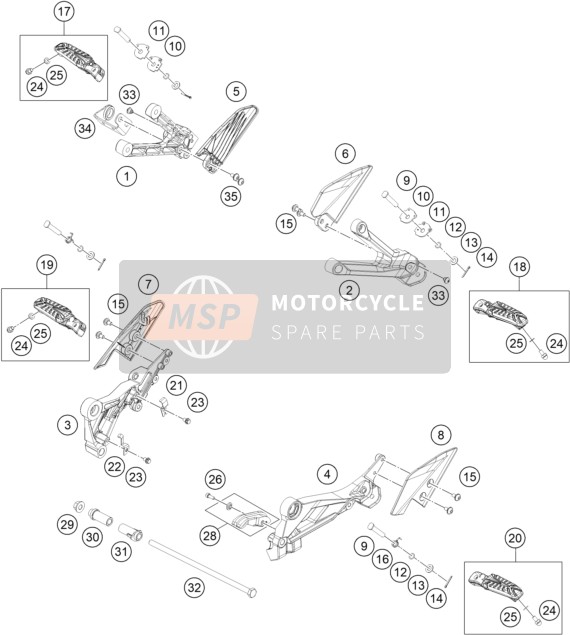 KTM KTMR2R RC 390, blue 2023  Footpegs 1 for a 2023 KTM KTMR2R RC 390, blue