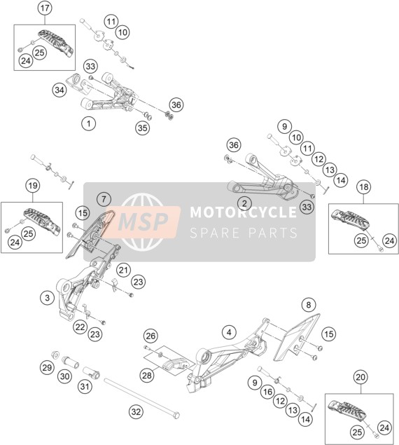 KTM RC 390, blue 2022 Fußrasten 2 für ein 2022 KTM RC 390, blue