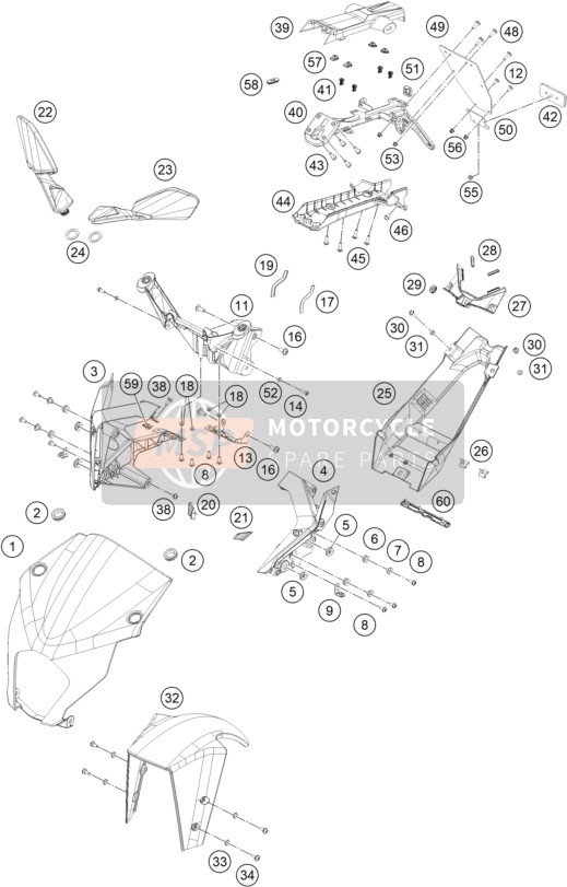 KTM RC 390, blue - B.D. 2023 MASK, FENDERS 2 for a 2023 KTM RC 390, blue - B.D.