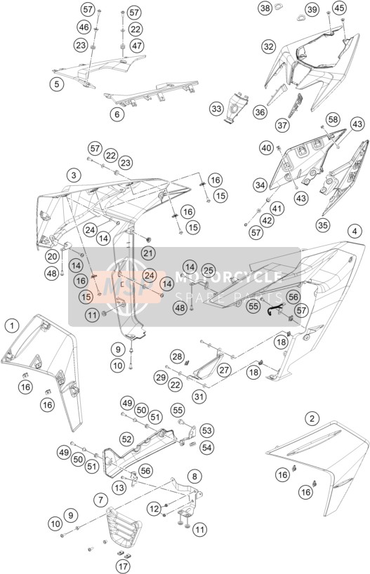 KTM RC 390, blue - B.D. 2022 SIDE TRIM 1 for a 2022 KTM RC 390, blue - B.D.