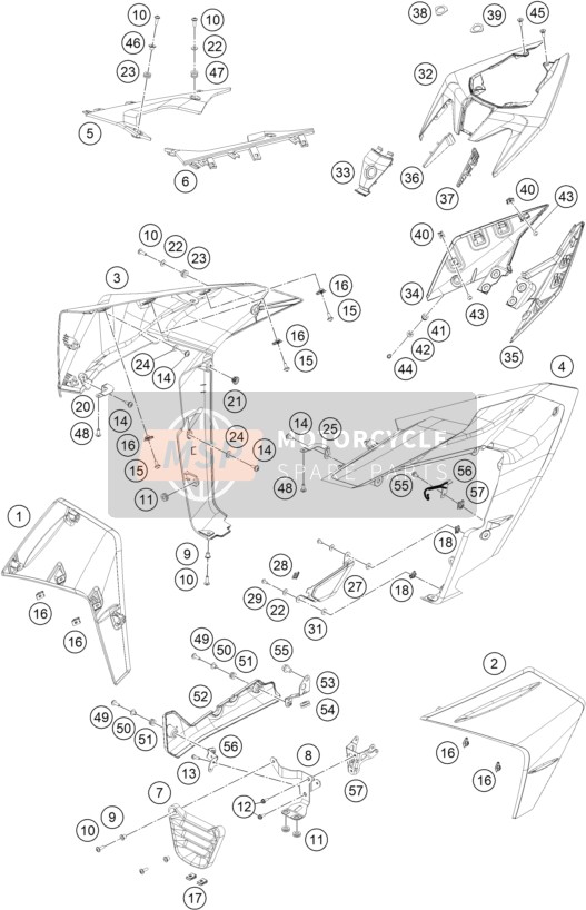 KTM RC 390, orange - B.D. 2022 SIDE TRIM 2 for a 2022 KTM RC 390, orange - B.D.