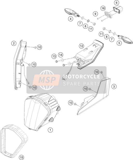 KTM KTMR2R RC 390, blue 2023 Verlichtingssysteem voor een 2023 KTM KTMR2R RC 390, blue