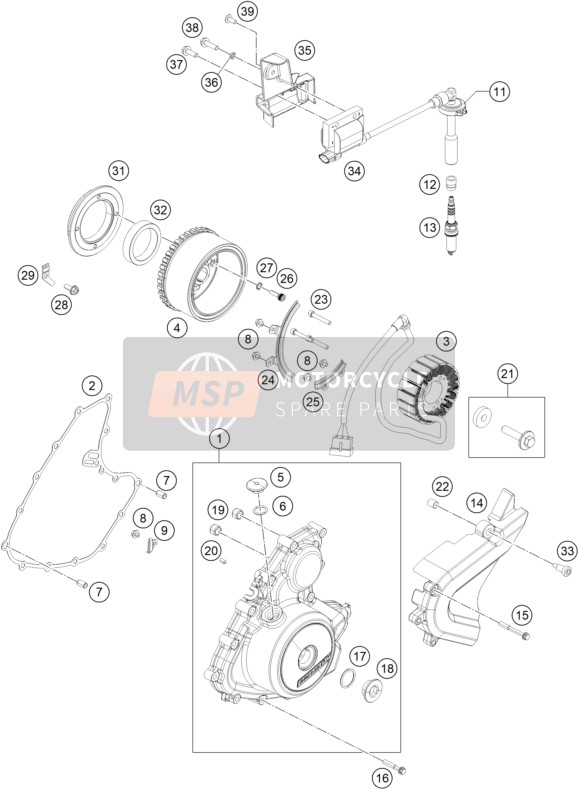 KTM RC 390, GP orange - IKD 2022 IGNITION SYSTEM for a 2022 KTM RC 390, GP orange - IKD