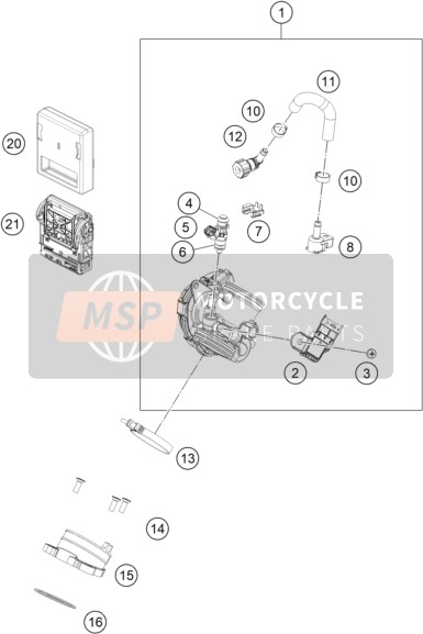 KTM RC 390, orange - CKD 2022 THROTTLE BODY for a 2022 KTM RC 390, orange - CKD