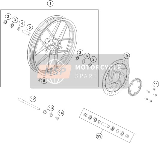 95809001144C1, Front Wheel Adv 22 -BLACK, KTM, 0