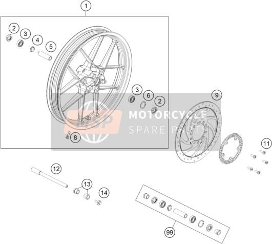 KTM 250 ADVENTURE, blue - IKD 2022 FRONT WHEEL 1 for a 2022 KTM 250 ADVENTURE, blue - IKD