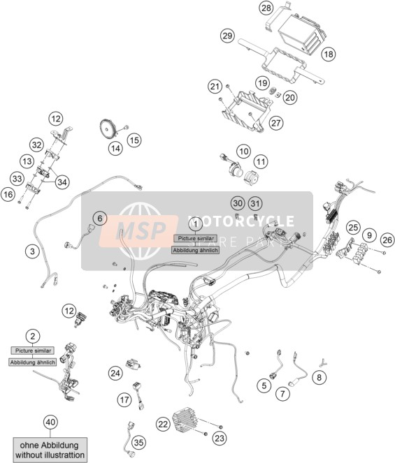 KTM 390 ADVENTURE, orange  - B.D. 2023 Arnés de cableado 2 para un 2023 KTM 390 ADVENTURE, orange  - B.D.