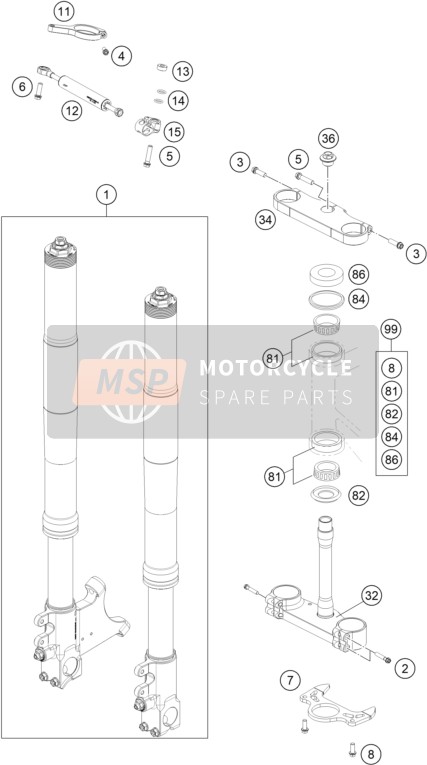 FRONT FORK, TRIPLE CLAMP