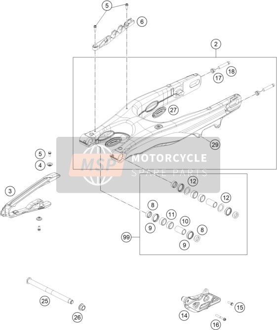 KTM 250 SX 2022 SWING ARM for a 2022 KTM 250 SX