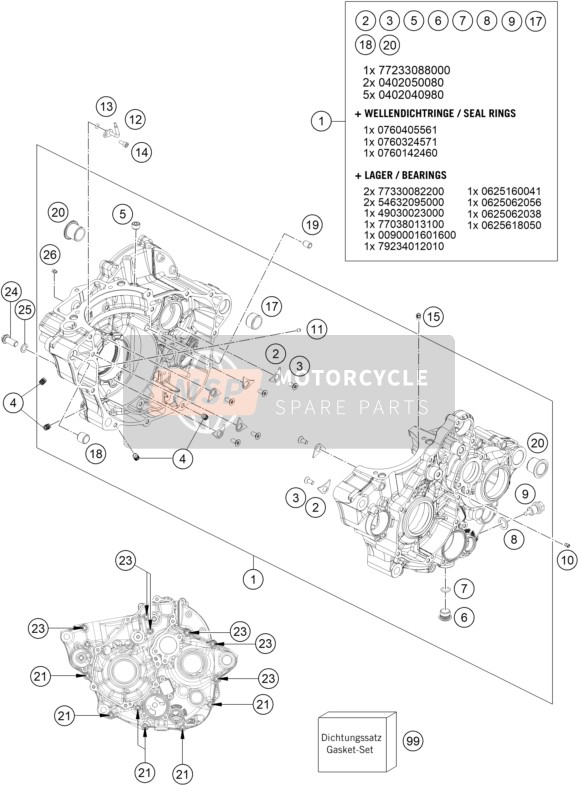 KTM 350 SX-F, United States 2022 Caja del motor para un 2022 KTM 350 SX-F, United States