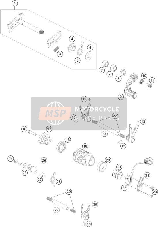 KTM 250 XC-F 2023 SHIFTING MECHANISM for a 2023 KTM 250 XC-F