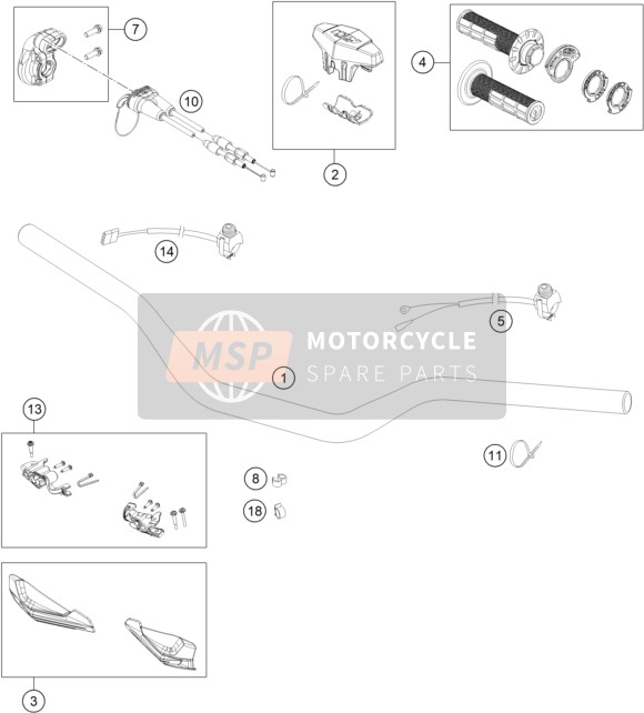 KTM 150 EXC 2022 Guidon, Les contrôles pour un 2022 KTM 150 EXC