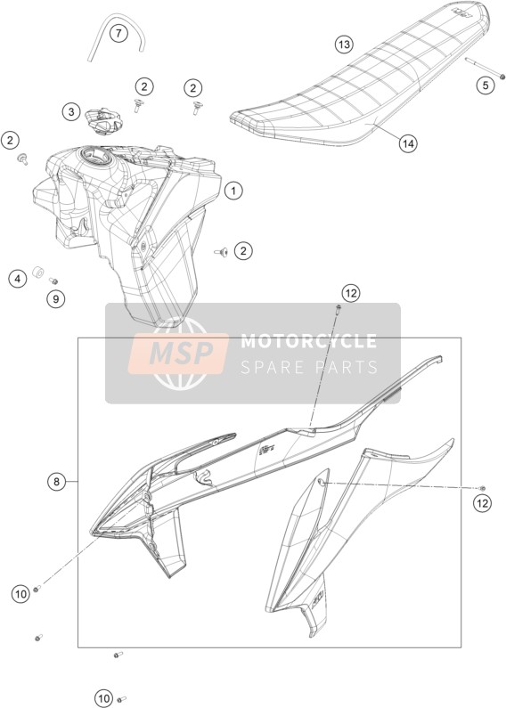 KTM 150 EXC 2022 TANK, SEAT for a 2022 KTM 150 EXC