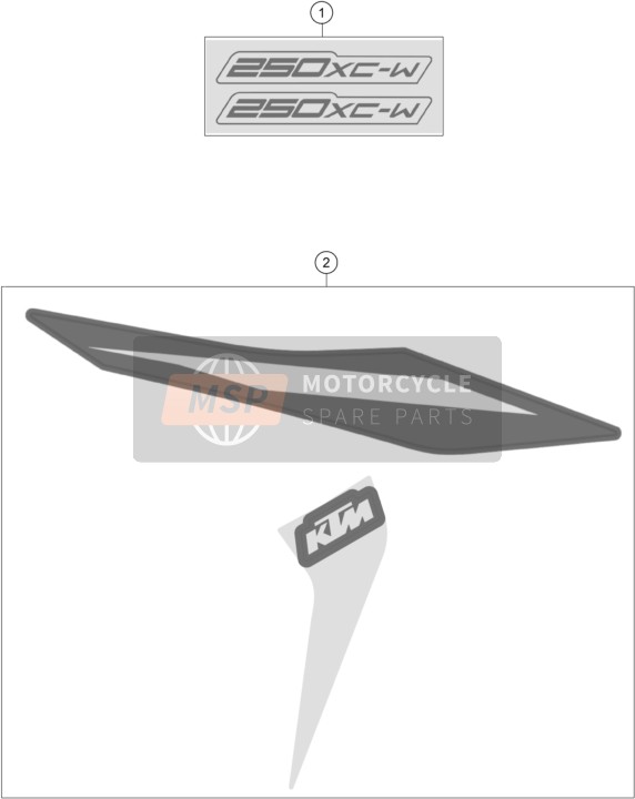 KTM 250 XC-W 2023 Calcomanía para un 2023 KTM 250 XC-W