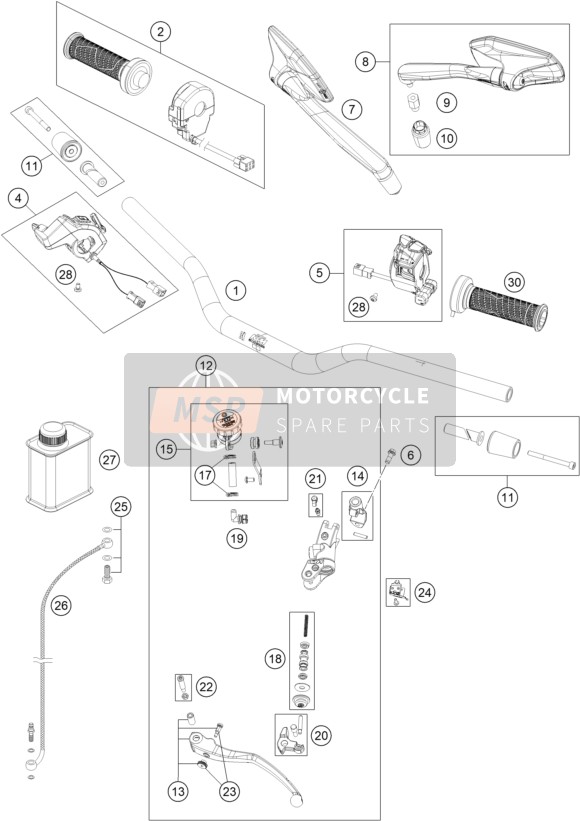 61702001100C1, Handlebar DK=28.5 MM, KTM, 0