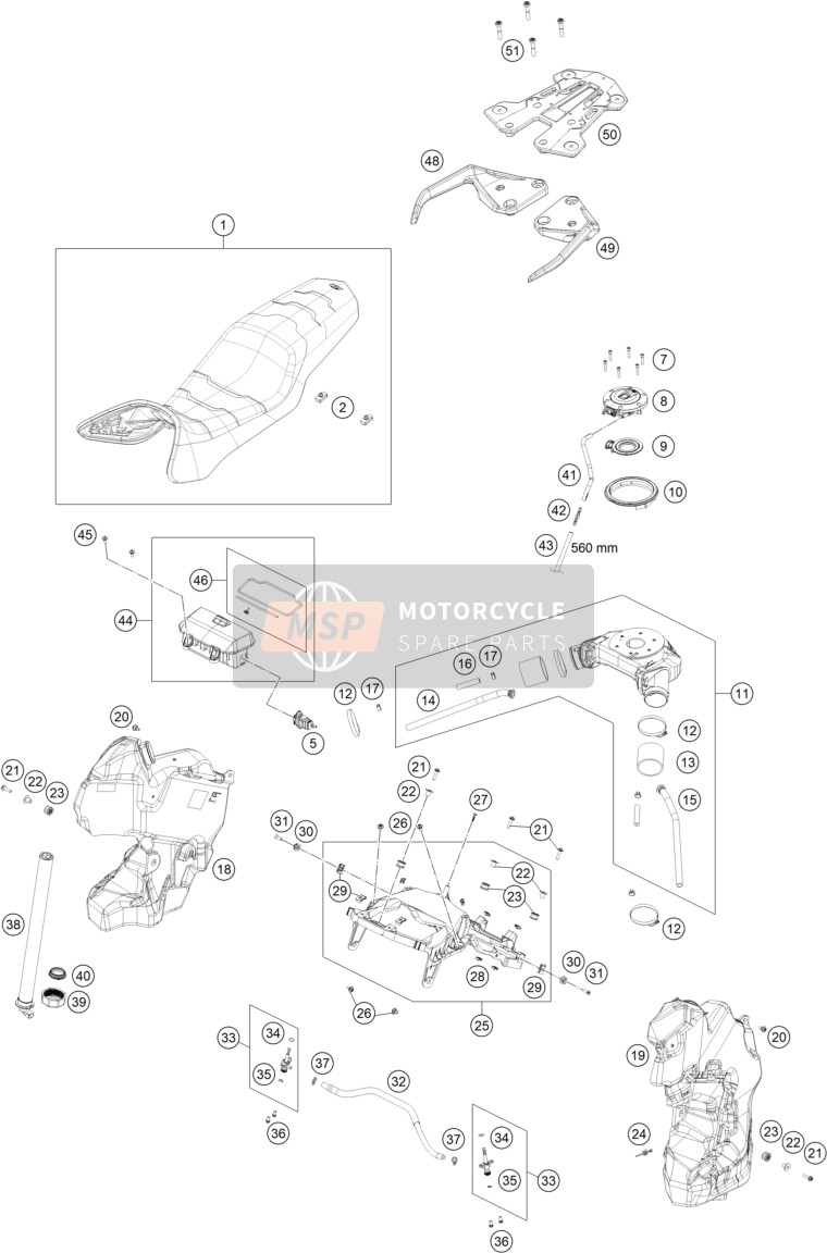 KTM 1290 SUPER ADVENTURE R 2023 TANK, SEAT 2 for a 2023 KTM 1290 SUPER ADVENTURE R