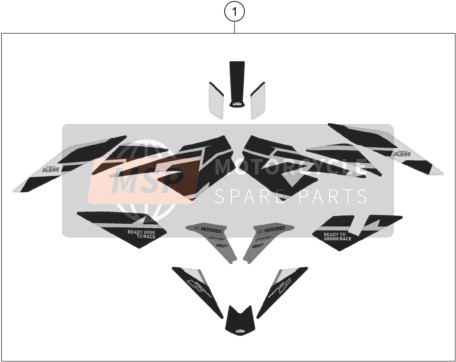 KTM 890 DUKE GP, black 2023 Decalcomania per un 2023 KTM 890 DUKE GP, black