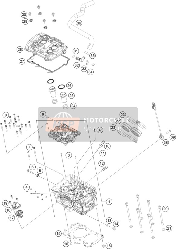 KTM 890 DUKE GP, orange 2022 CYLINDER HEAD 2 for a 2022 KTM 890 DUKE GP, orange