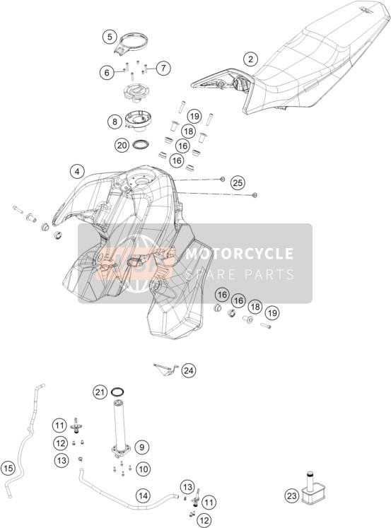 KTM 890 ADVENTURE R CKD 2023 TANK, SEAT 2 for a 2023 KTM 890 ADVENTURE R CKD