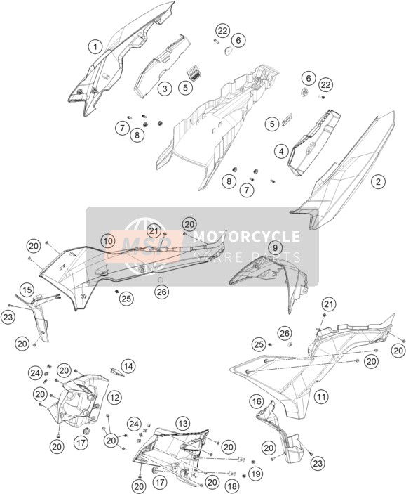 61908040030, Bracket For Side Fairing, KTM, 1