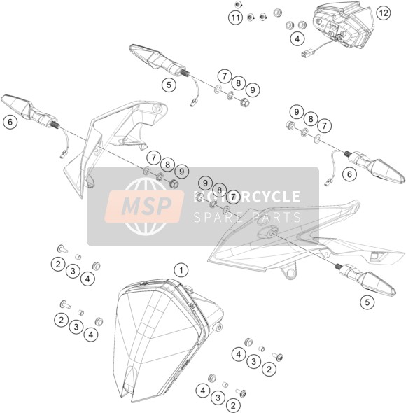 A61014525000, Turn Signal Sae Front Left/rear Right, KTM, 0