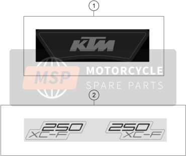 A46008078012, Displacement Sticker Set XC-F 250, KTM, 0