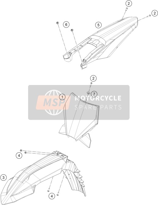 KTM 250 SX 2023 Máscara, Guardabarros para un 2023 KTM 250 SX