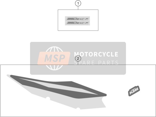 79708078048, Sticker Set, Displacement 350 EXC-F, KTM, 0