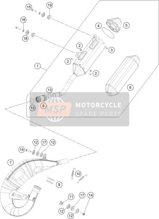 KTM 125 XC 2023 Système d'échappement pour un 2023 KTM 125 XC