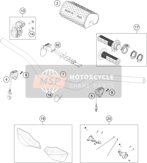 KTM 250 XC-F 2022 HANDLEBAR, CONTROLS for a 2022 KTM 250 XC-F