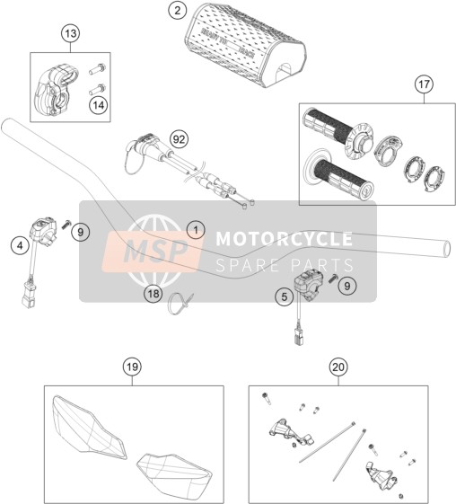 KTM 250 XC-F 2022 Manillar, Control S para un 2022 KTM 250 XC-F