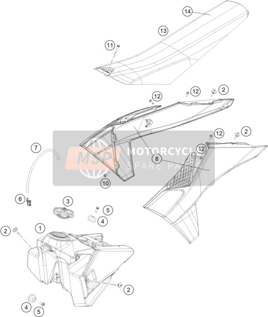 KTM 125 SX 2022 TANK, SEAT for a 2022 KTM 125 SX