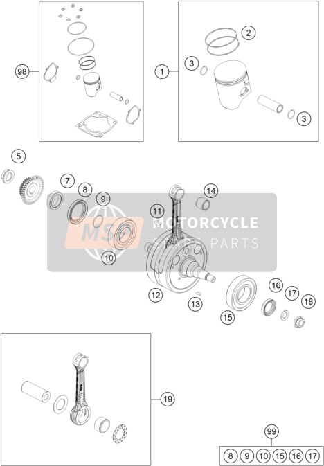 KTM 300 SX 2022 CRANKSHAFT, PISTON for a 2022 KTM 300 SX